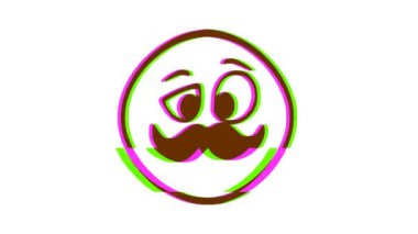 Hatalı bıyıklı komik yüz ifadeleri. Çizgi film yüz animasyonu, Emoji hareket grafikleri