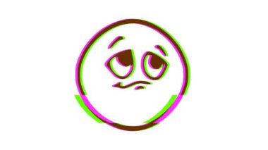 Arıza efektli üzgün yüz ifadesi. Çizgi film yüz animasyonu, Emoji hareket grafikleri