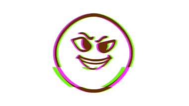 Arıza efektli sinsi yüz ifadesi. Çizgi film yüz animasyonu, Emoji hareket grafikleri