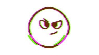 Arıza efektli sinsi ifade. Çizgi film yüz animasyonu, Emoji hareket grafikleri