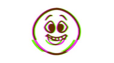 Arıza efektli mutlu ifade. Çizgi film yüz animasyonu, Emoji hareket grafikleri