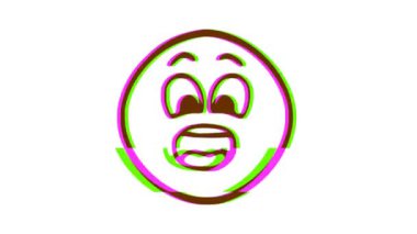 Arıza efektli korkmuş yüz ifadesi. Çizgi film yüz animasyonu, Emoji hareket grafikleri