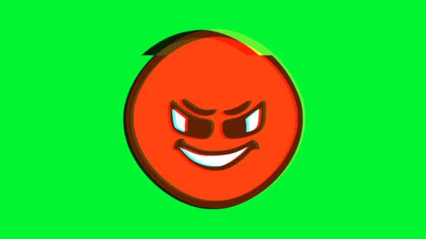 Hinterhältiges Emoticon Mit Glitch Effekt Zeichentrick Gesicht Animation Emoji Bewegungsgrafik — Stockvideo
