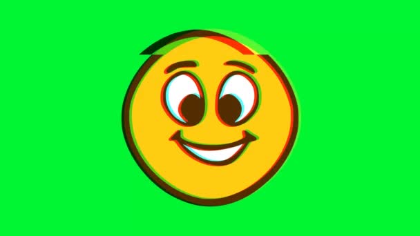 Счастливое Лицо Показывающее Язык Глюком Мультфильм Лицо Анимации Эмодзи Движения — стоковое видео