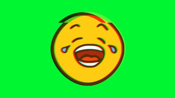 Schreiendes Emoticon Mit Glitch Effekt Zeichentrick Gesicht Animation Emoji Bewegungsgrafik — Stockvideo