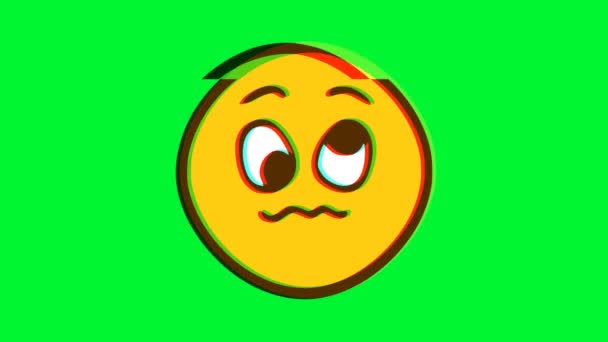 Arıza Efektli Aptal Üzgün Ifade Çizgi Film Yüz Animasyonu Emoji — Stok video