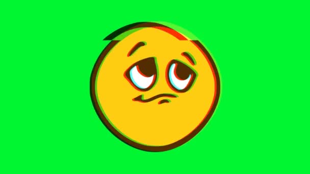 Emoticon Rosto Triste Com Efeito Falha Animação Facial Dos Desenhos — Vídeo de Stock