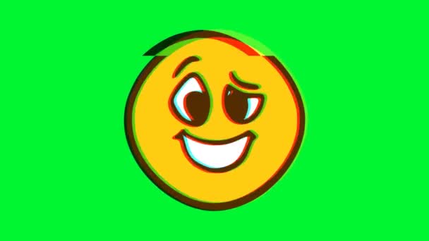 Šťastný Emotikon Efektem Poruchy Animace Kreslených Tváří Pohybová Grafika Emoji — Stock video