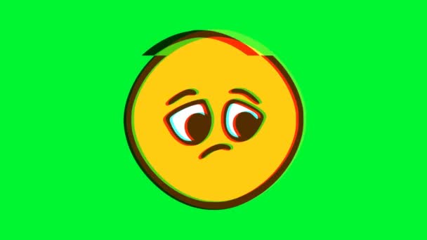 Szomorú Arc Hangulat Hibahatással Rajzfilm Arc Animáció Emoji Mozgás Grafika — Stock videók