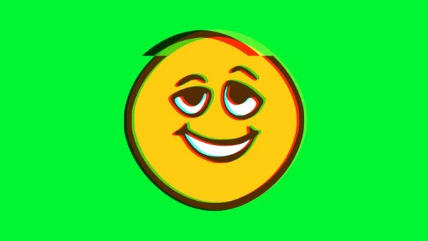 Щасливе Обличчя Показує Язик Глюком Мультяшна Анімація Обличчя Графіка Руху — стокове відео