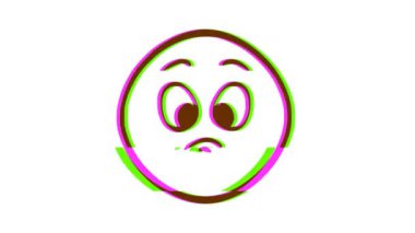 Arıza efektli hüzünlü bir ifade. Çizgi film yüz animasyonu, Emoji hareket grafikleri