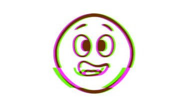 Arıza efektli korkmuş yüz ifadesi. Çizgi film yüz animasyonu, Emoji hareket grafikleri