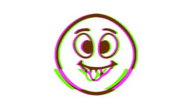 Dilinin arıza yaptığını gösteren sevimli bir ifade. Çizgi film yüz animasyonu, Emoji hareket grafikleri