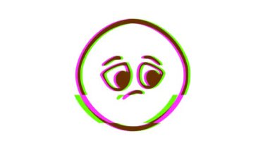 Arıza efektli üzgün surat ifadesi. Çizgi film yüz animasyonu, Emoji hareket grafikleri
