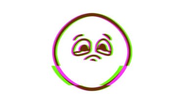 Arıza efektli hüzünlü bir ifade. Çizgi film yüz animasyonu, Emoji hareket grafikleri