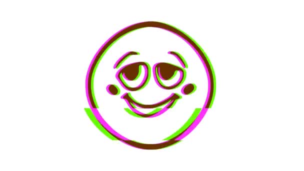 Emoticon Rosto Feliz Bonito Com Efeito Falha Animação Facial Dos — Vídeo de Stock