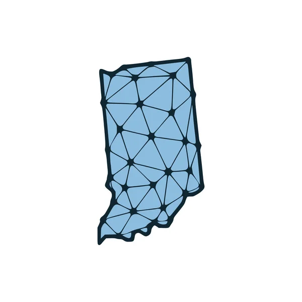Indiana State Map Polygonal Illustration Made Lines Dots Isolated White — Archivo Imágenes Vectoriales