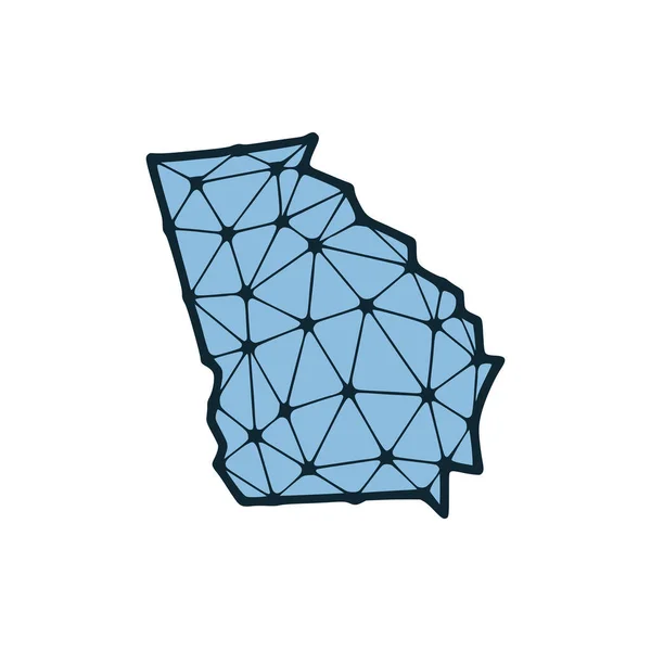 ジョージア州の地図は 白い背景に隔離された線と点で作られた多角形のイラストです 米国の州の低ポリデザイン — ストックベクタ