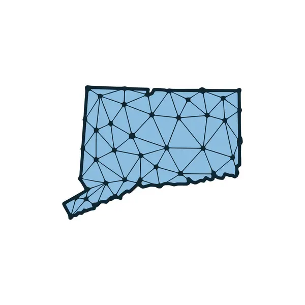 Connecticut Mapa Estatal Ilustración Poligonal Hecha Líneas Puntos Aislado Sobre — Archivo Imágenes Vectoriales