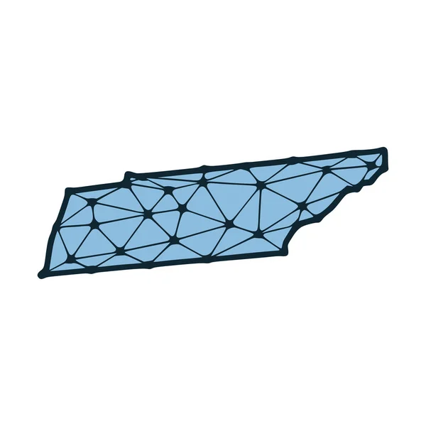 Mapa Del Estado Tennessee Ilustración Poligonal Hecha Líneas Puntos Aislada — Archivo Imágenes Vectoriales