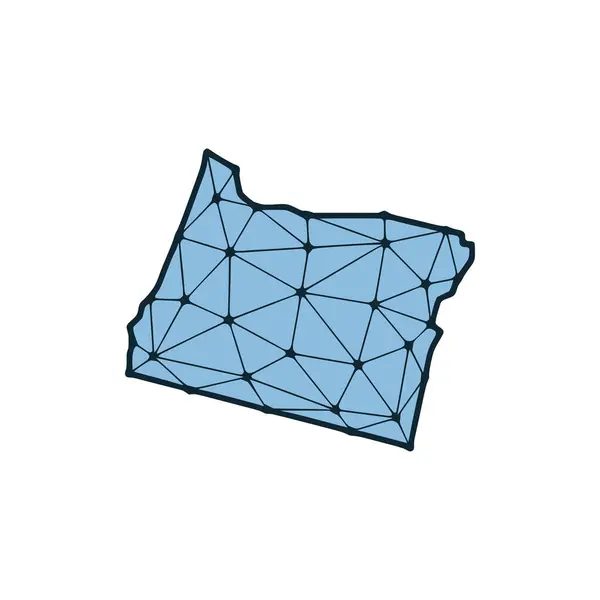 Oregon Statskarta Polygonal Illustration Linjer Och Prickar Isolerad Vit Bakgrund — Stock vektor