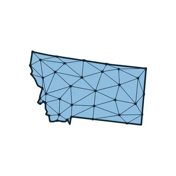 モンタナ州の地図は 白い背景に隔離された線と点で作られた多角形のイラストです 米国の州の低ポリデザイン — ストックベクタ