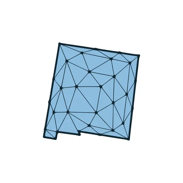 Carte Nouveau Mexique Illustration Polygonale Faite Lignes Points Isolée Sur — Image vectorielle