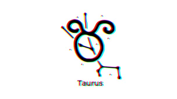 Znak Zodiaku Taurus Uszkodzeniem Białym Tle Astrologiczna Konstelacja Ruchu Grafiki — Wideo stockowe