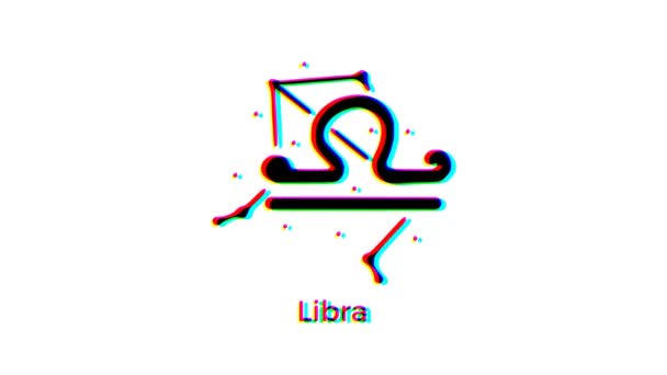 Libra Zodiac Sign Glitch Effect White Background Astrological Constellation Motion — Stock Video