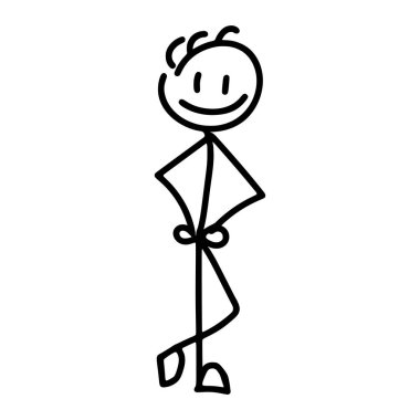 Adam beyaz arka planda karalama tarzında duruyor.