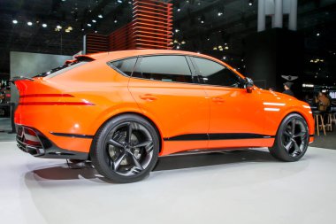 NEW YORK, NY, ABD - 5 Nisan 2023: New York Uluslararası Otomobil Fuarı 'nda Genesis GV 80 coupe konsepti