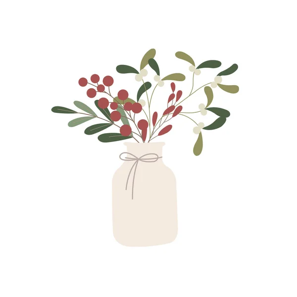 Florais Inverno Vaso Ilustração Vetorial —  Vetores de Stock