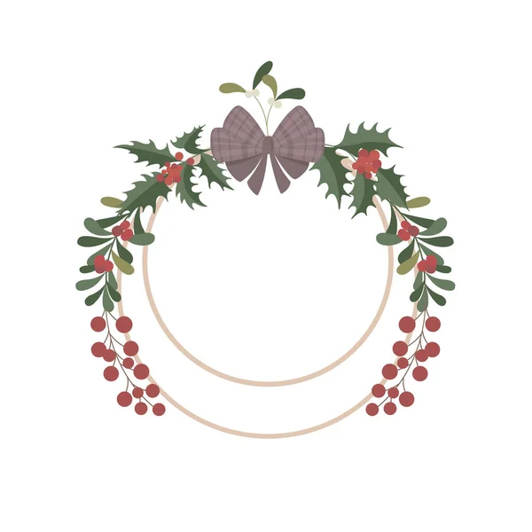 Vánoční Věnec Holly Vektorová Ilustrace — Stockový vektor