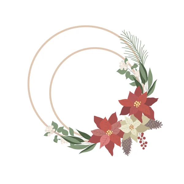 Coroa Natal Com Poinsettia Ilustração Vetorial —  Vetores de Stock