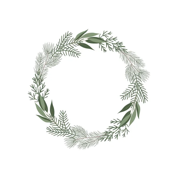 Couronne Noël Avec Épinette Illustration Vectorielle — Image vectorielle
