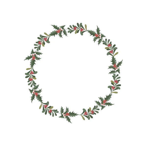 Christmas Wreath Holly Vector Illustration — Stock Vector
