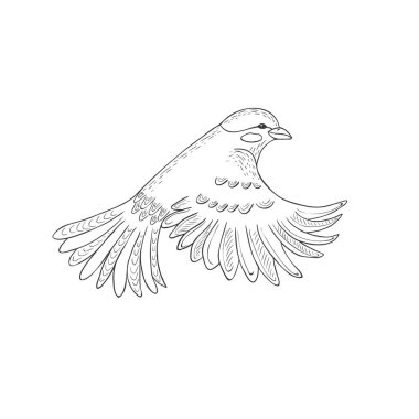 Beyaz Arkaplanda Uçan Titmouse Bird. Vektör İllüstrasyonu.