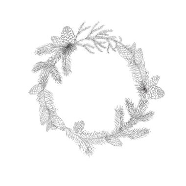 Noel çelengi. Dekoratif Kış Çerçevesi. Vektör.