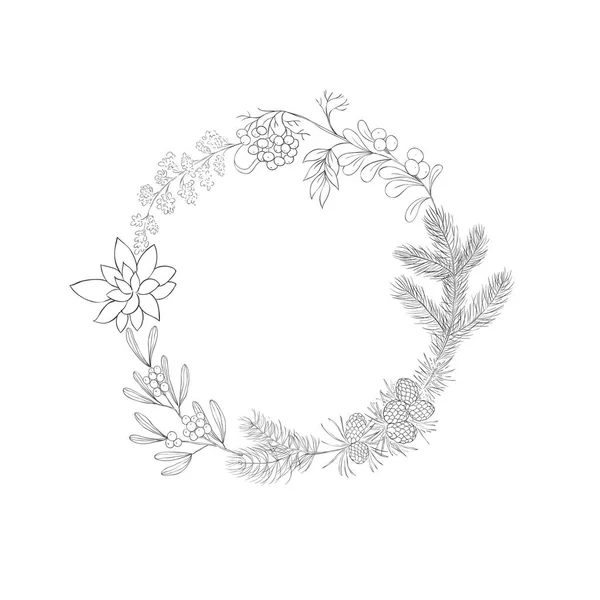 圣诞花环 装饰冬季框架 — 图库矢量图片