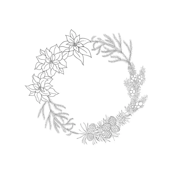 Christmas Wreath Decorative Winter Frame Vector — Stock Vector