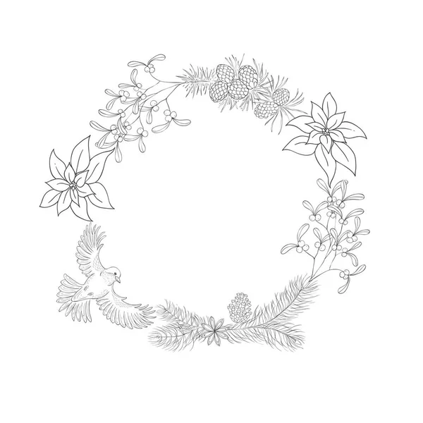 Christmas Wreath Decorative Winter Frame Vector — Stock Vector