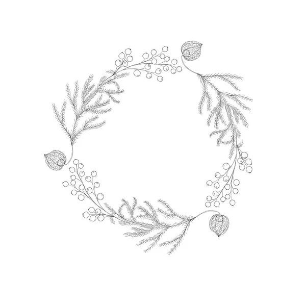Рождественский Венок Декоративная Зимняя Рамка Вектор — стоковый вектор