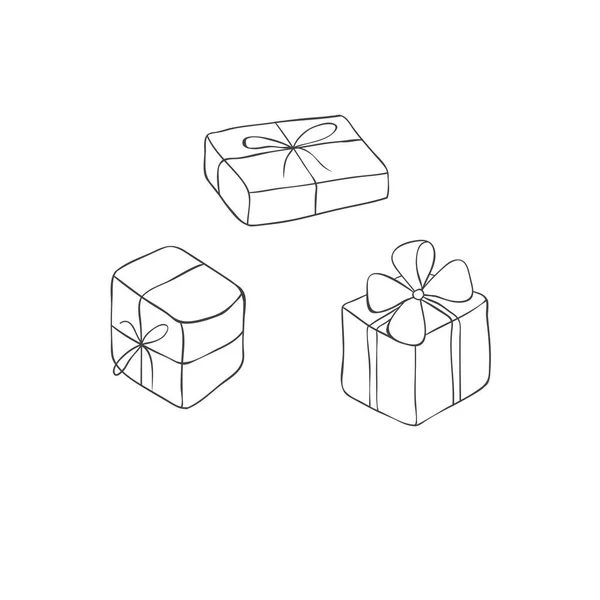Ensemble Cadeaux Dessinés Main Illustration Vectorielle — Image vectorielle