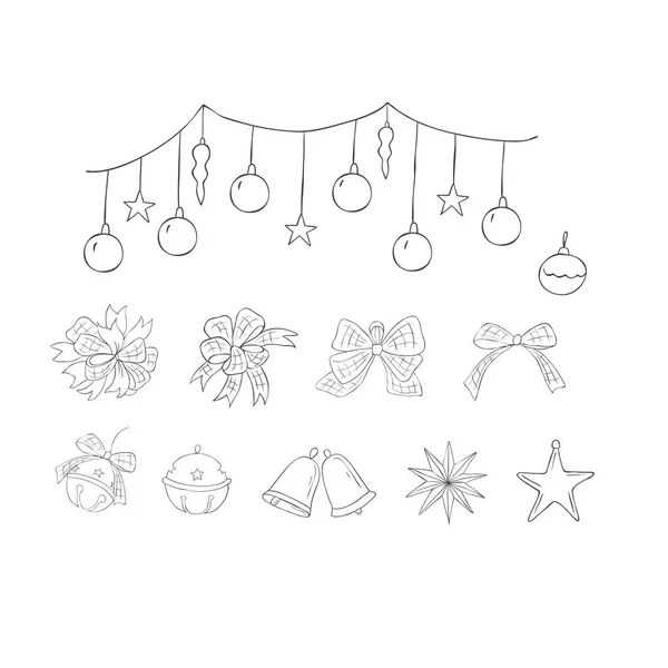 Sada Vánočních Dekoračních Prvků Vektorová Ilustrace — Stockový vektor