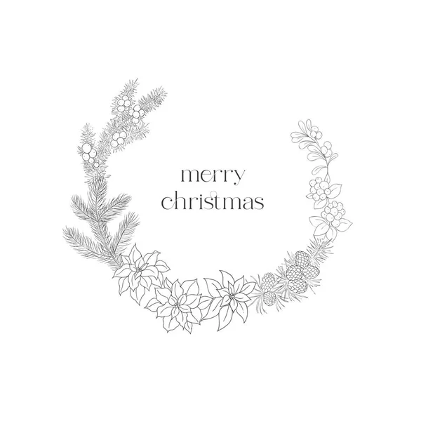 Kerst Wreath Frame Vector Illustratie — Stockvector