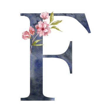 Saura ile suluboya mektup, Kiraz Çiçekleri. Düğün Monogramı.