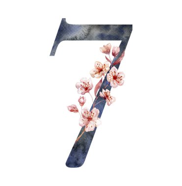 Kiraz dalından Sakura ile suluboya figür. Düğün Tasarımı Elementi.