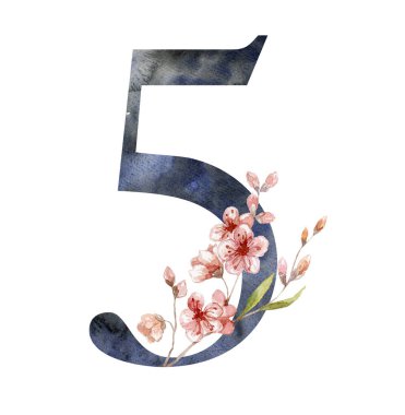 Kiraz dalından Sakura ile suluboya figür. Düğün Tasarımı Elementi.