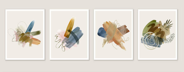 Watercolor Abstract Textured Background. Trendy Card and Poster Set.