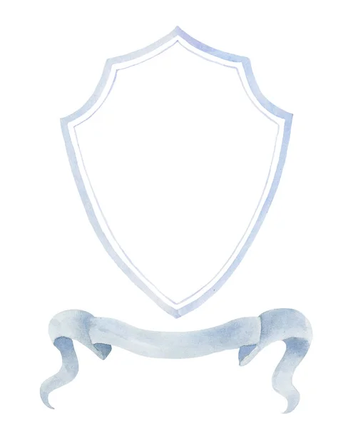 Aquarell Wappen Mit Schleife Auf Weißem Hintergrund — Stockfoto